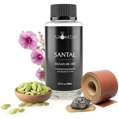 AROMELY Santal Essential Diffuser Oil Blend - Signature Diffuser Aroma Scent - Fragrance with Notes of Ambrox, Iris, Cardamom, Sandalwood, Leather and Musk