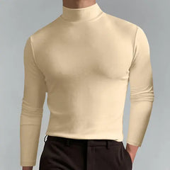 Herrnalise Mens Mock Neck T Shirts Pullover High Neck Turtleneck Premium Cotton Long Sleeve Sweaters for Men Valentine's Day For Him