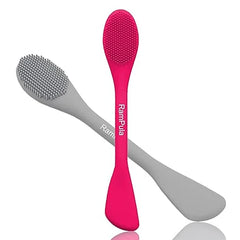 Facial Cleansing Brush, 2 in 1 Silicone Face Mask Brush & Face Scrubber, For Exfoliating, Massaging, Remove Blackheads, Makeup Skincare Removal, Applicator for Mud, Clay, Body Lotion, DIY Mask