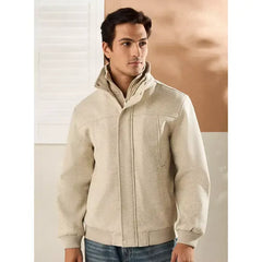 Double Layer High Neck Jacket - Cream