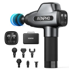 RENPHO Body Massager Muscle Massage Gun for Pain Relief Deep Tissue with 6 Massage Heads, Black