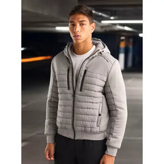 Quilted Hooded Puffer Jacket Gray