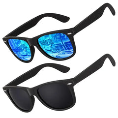 LINVO Classic Retro Polarized Black Sunglasses for Men Women Fishing Driving Hiking