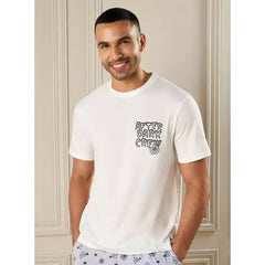 Printed T-shirt and Pyjama Set - Cream