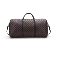 GOWELL Checkered Travel PU Leather Oversized Weekender Duffel Bag Overnight Handbag Gym Bag for Large