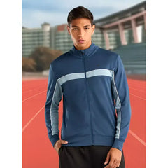 Panelled Zip Through Jacket - Blue