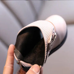 Patpat Toddler / Kids Polka Dots Bowknot Decor Back Zipper Knit Splicing Boots white