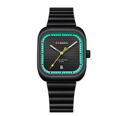 Curren 8460 Casual Steel Strap Square Men Quartz Watch Japan Movement - sky blue