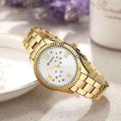 CURREN Watch 9009 Women's Quartz Watch Designer Crystal Wristwatch Ladies Watch (with Original Box) - WHITE GOLD