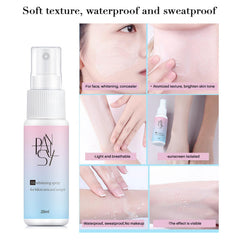 Whitening Spray, Natural Moisturizing lightweight Concealer, Instant Beauty whitening makeup, Waterproof Isolation Concealer Spray, Waterproof bikini area and underarm whitening, 20ml