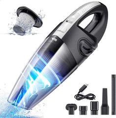 IDEA-TECH Car Vacuum Cleaner, 3.2KPa Strong Cyclone Suction, 12V 120W Rechargeable, for Pet Hair Car Home Cleaning, Black, 355*105*125mm/13.97*4.13*0.16in, F6001