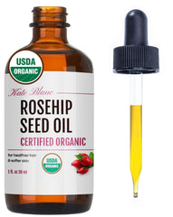 Kate Blanc Cosmetics Rosehip Oil (1oz) by USDA Certified Organic, 100% Pure, Cold Pressed, Unrefined. Reduce Acne Scars. Essential Oil for Face, Nails, Hair, and Skin. Therapeutic AAA+ Grade
