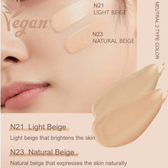 MIBA Nano Fit Proof Cushion. Extreme Thin Cover Layer. 12H Power Long Lasting Cover.Air-Wear Breathing Base.VEGAN. 20g / 0.7 oz (N21 Light Beige)