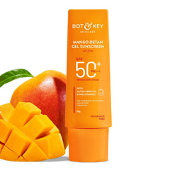 DOT & KEY Key Mango Detan Gel Sunscreen Spf 50+ Pa+++ 50G | Oil-Free, With Alpha-Arbutin & Niacinamide | Fades Dark Spots, Evens Skin Tone, Water Resistant | All Skin Types