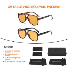 Freckles Mark Vintage Retro 70s Sunglasses for Women Men Classic Large Squared Aviator Frame UV400 Trendy Orange Glasses