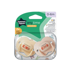 Tommee Tippee Anytime Soothers for Newborns, Symmetrical Orthodontic Design, BPA-Free Silicone Baglet, Includes Steriliser Box, 0-6m, Pack of 2 Dummies, Pink