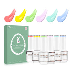 Nicedeco Gel Nail Polish Set Pastel 6 Colours UV Nail Polish Pastel Colours 8 ml Spring Summer Soak Off Gel Nail Polish Set 6-22