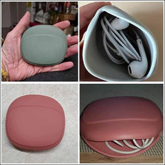 Portable Bag Charging Cable,Silicone Data Cable Storage Box,Multifunction Travel Cable Organizer, for Wired Earbuds