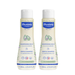 Mustela Baby Gentle Shampoo with Natural Avocado - Hair Care for Kids of all Ages & Hair Types - Tear-Free & Biodegradable Formula 200ml - Pack of 2