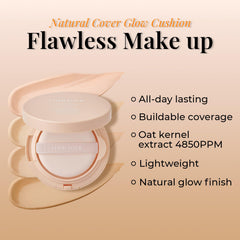 LOVB LOVB Natural Cover Glow Cushion Foundation | Korean Foundation Makeup | Long-Lasting Buildable Coverage | Lightweight and Moisturizing | Flawless Finish 0.42oz (21P Porcelain Ivory)