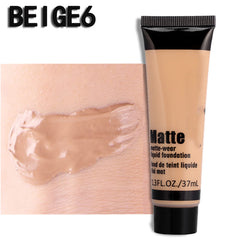 Smooth Makeup Base Face Liquid Foundation, Matte Wear Concealer Sun Protection Cream, Full Coverage Foundation (#6)
