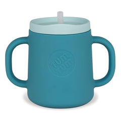TUM TUM 3 in 1 Baby Trainer Sippy Cup for Toddlers | Baby Cup Designed with Feeding Specialist | Food Grade Silicone BPA & Phthalate Free Sipper | Straw Cup | Straw Bottle | Milk Bottle 180ml - Blue