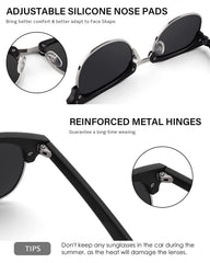 GQUEEN Classic Horn Rimmed Semi Rimless Polarized Sunglasses for Men Women GQO6