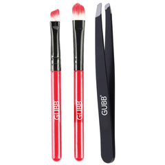 GUBB USA Dreamy Eye Makeup Brushes Kit - Professional Slant Tip Tweezer With 2 Eyeshadow Blending Brushes Set
