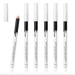 KAIQIKAIXI 6 White Eyeliner Pencils Professional Use as Highlighter, Soft, Waterproof, Long-Lasting Eyeshadow, Eye Brightener,Eye Shadow Pencil, Lip Line Pen, Eyelid Pad, Pencil Makeup Set Tool