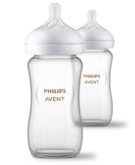 Philips Avent Glass Natural Baby Bottle with Natural Response, 8oz, 2pk, SCY913/02