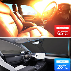 RESCIEN Car Windshield Sunshade 142*66cm Upgraded Thickened material Car Front Window High magnification sun protection To Keep Your Vehicle Cool with Storage bag Blocks UV Ray For Most Cars SUV MPV