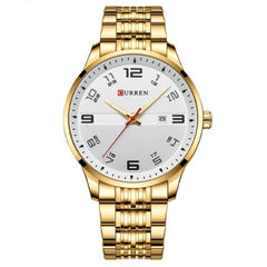 CURREN Fashion Design Stainless Steel Quartz Watches Casual Simple Wrist Watch Men Luminous Wrist Watch 8411 - GOLD WHITE