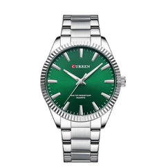 CURREN 8425 Fashion Design Stainless Steel Quartz Watches Casual Business Wrist Watches for Men Luminous Hands Clock - SILVER GREEN