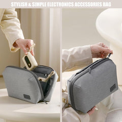 Electronic Digital Accessories Organizer, Waterproof Double-Layer Travel Storage Pouch for Cables, Chargers, Flash Drives, SD Cards, Power Banks, and Mini Tablets – Universal Carrying Case (Grey)
