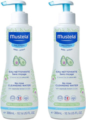 Mustela Baby Cleansing Water - No-Rinse Micellar Water - with Natural Avocado for Baby's Face, Body & Diaper - 300ml - Pack of 2