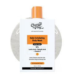 Chemist at Play Exfoliating Body Wash with Ceramides | 2% Lactic Acid + 2% Zemea + 0.5% Vitamin E | For rough, bumpy skin. Gently exfoliates and makes the skin smooth | 236 ml