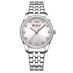 CURREN Women's Wrist Watch 9087 Fashion Brand Luxury Stainless Steel Bracelet Watch Classic Design - SILVER