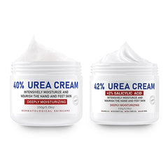 OUKEYA Urea Cream 40% + 42% with 2% Salicylic Acid Set - Maximum Strength Urea 40/42 Percent Foot Cream Duo for Dry Cracked Heels, Callus Remover & Psoriasis - 2 Pack