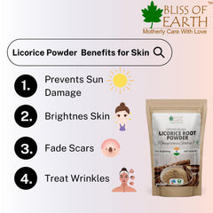 Bliss of Earth 3x453 GM Organic Licorice Root Powder For Eating, Mulethi Powder Organic For Skin Whitening, Hair & face Pack Of 3