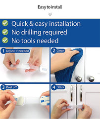 HAVENHAUSE Child Safety Lock for Refrigerator, Cabinet, Drawer, Freezer & Door with 2 Extra Strong Adhesives - White (Pack of 4 White)