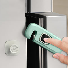 QYESWHSR 5 Pack Child Proof Refrigerator Lock, Fridge, Cabinets, Freezer Door Lock Apply to Max 1"(25mm) Sealing Strip for Toddlers and Kids, No Tools Need or Drill - Green Updated