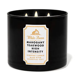 Bath & Body Works and White Barn 3-Wick Candle w/Essential Oils - 14.5 oz - 2021 Core Scents! (Mahogany Teakwood)