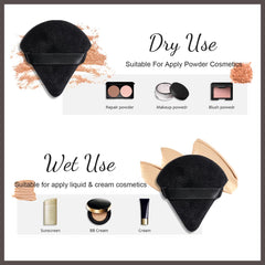 Kali Joy Triangle Makeup Puff Soft Sponge Puff for Face Exquisite Makeup Eyes Contouring, for Loose Mineral Body Powder Cosmetic Foundation Makeup Tool (7pcs Black)