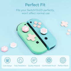 GeekShare Cat Paw Button Caps Thumb Grips Set, Joystick Cover Caps Compatible with Switch/OLED (Pink)