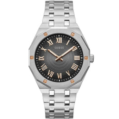 GUESS Silver-Tone Sunburst Analog Watch