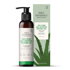 Juicy Chemistry Organic Aloe Vera Gel, 110g Multipurpose Gel | 100% Pure Aloe Vera Gel for Face, Scalp & Body | Fresh and Soothing | Free from Parabens, Sulphates, Mineral Oils | For Men & Women