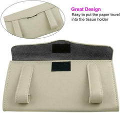 Showay Car Visor Tissue Holder, Leather Napkin Cover, Paper Dispenser For & Backseat, Vehicle(Beige)