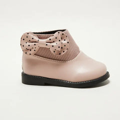 Patpat Toddler / Kids Polka Dots Bowknot Decor Back Zipper Knit Splicing Boots Pink