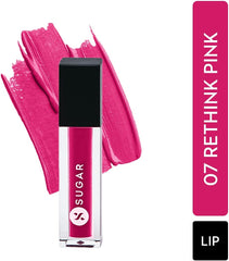 SUGAR Cosmetics Smudge Me Not Matte Liquid Lipstick Combo with Pouch | 1.1 ml | Lasts Upto 12 hrs - Pack of 2 (07 Rethink Pink & 01 Brazen Raisin)