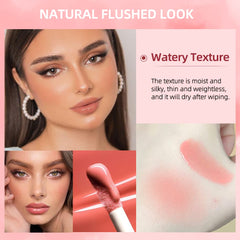 KANZA - Rose Cream Liquid Blush | Natural Matte Finish Looking, Dewy Cheek Tint | Soft Cream Face Blush Stick | Long-Wearing,Perfect Blending Liquid Blush Makeup for Cheeks|3.5g (#02 Red Tomato)